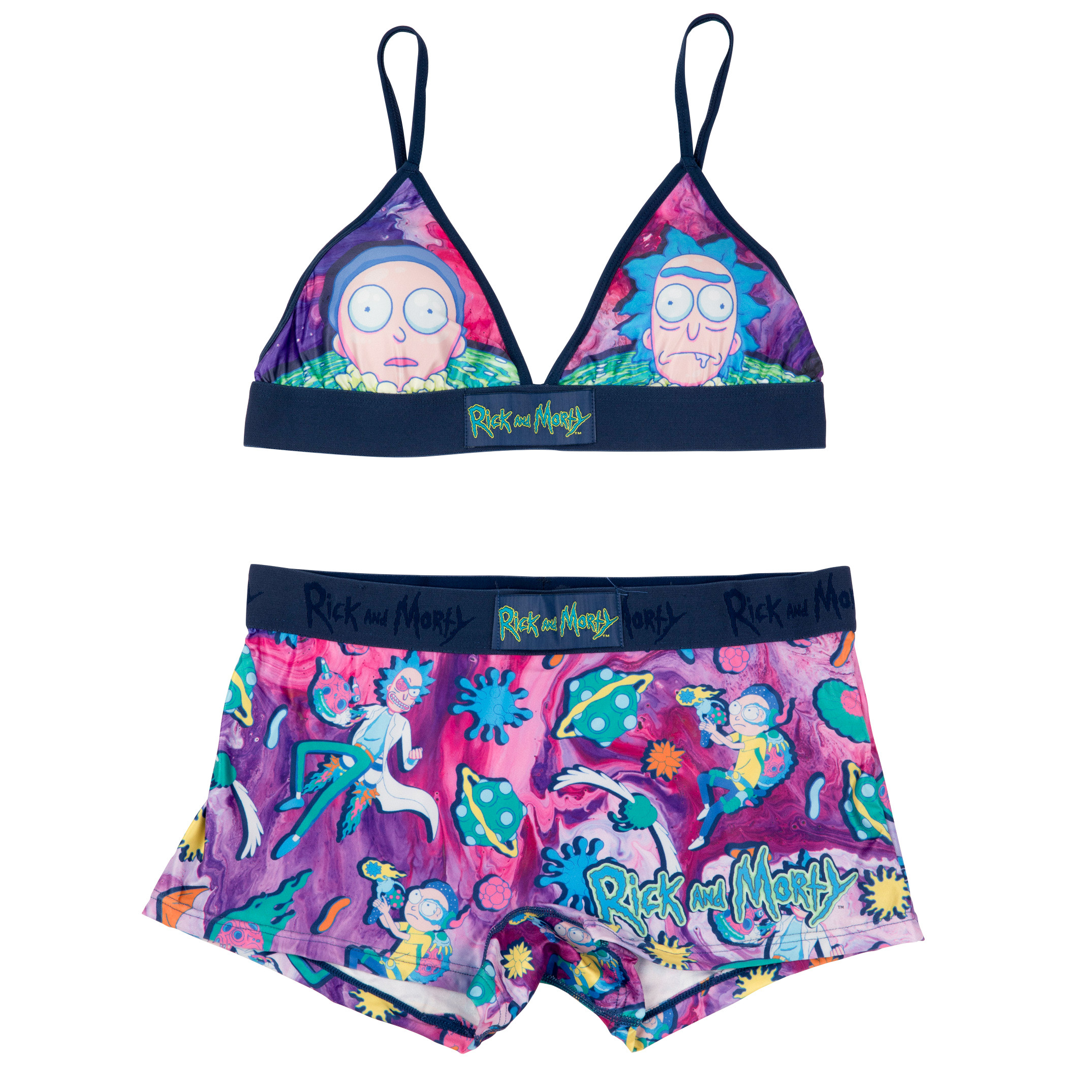 Rick And Morty Hyper Colors Triangle Bra and Boy Short Panty Set